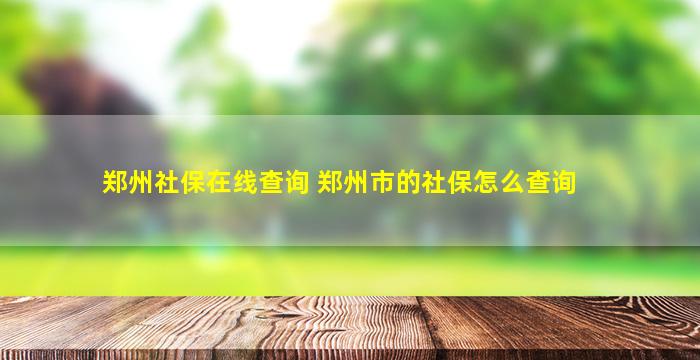 郑州社保在线查询 郑州市的社保怎么查询